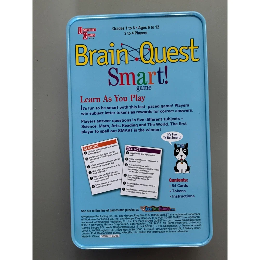 University Games Brain Quest Smart! Educational Card Game in Travel Tin 01714